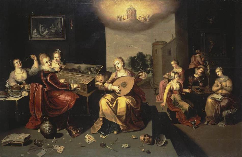 Schilderij Gelijkenis van de wijze en dwaze maagden door Hieronymus II Francken