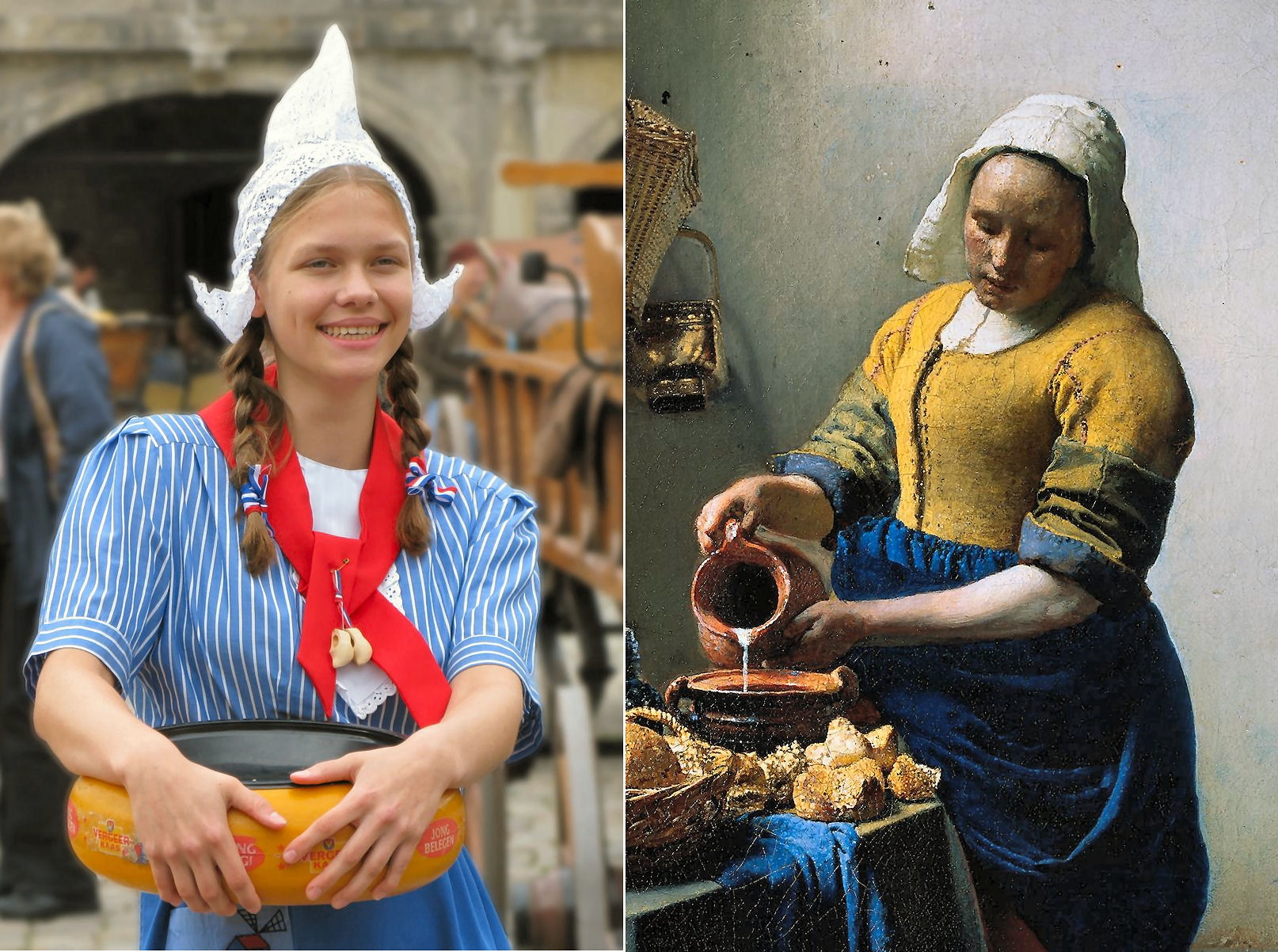 Hollandse iconen twee melkmeisjes