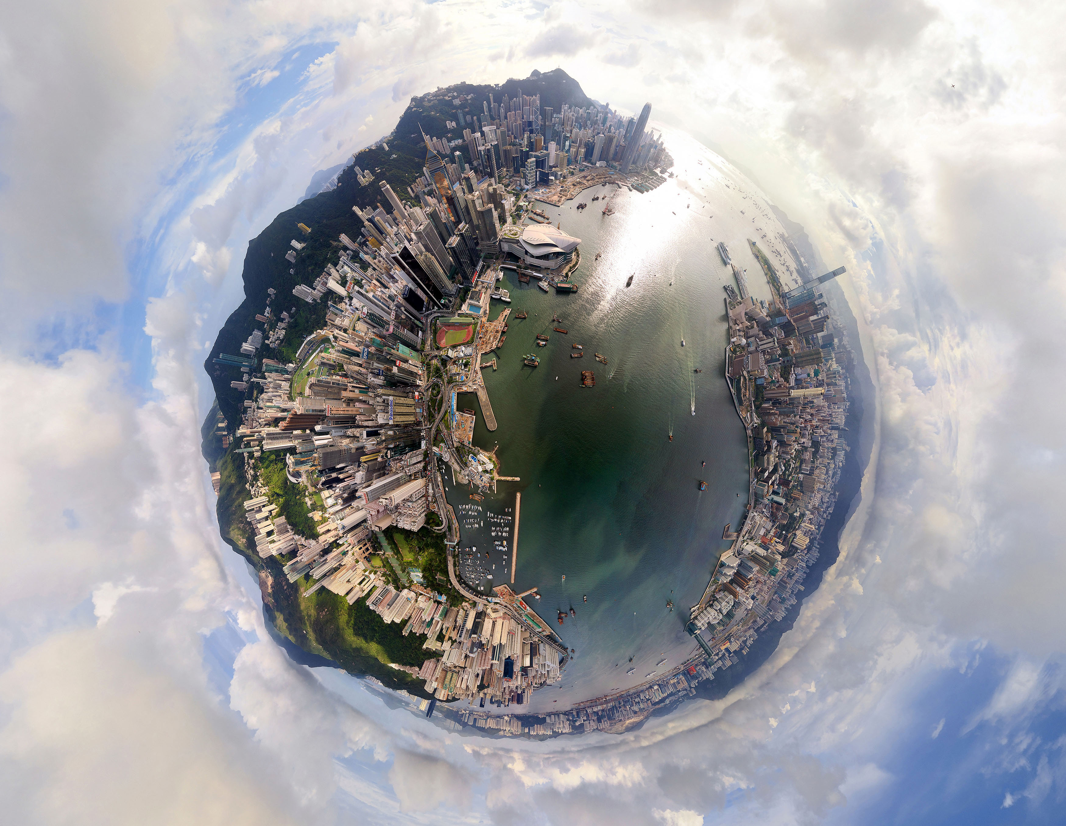 Foto van Airpano met een vissenooglens van Hongkong