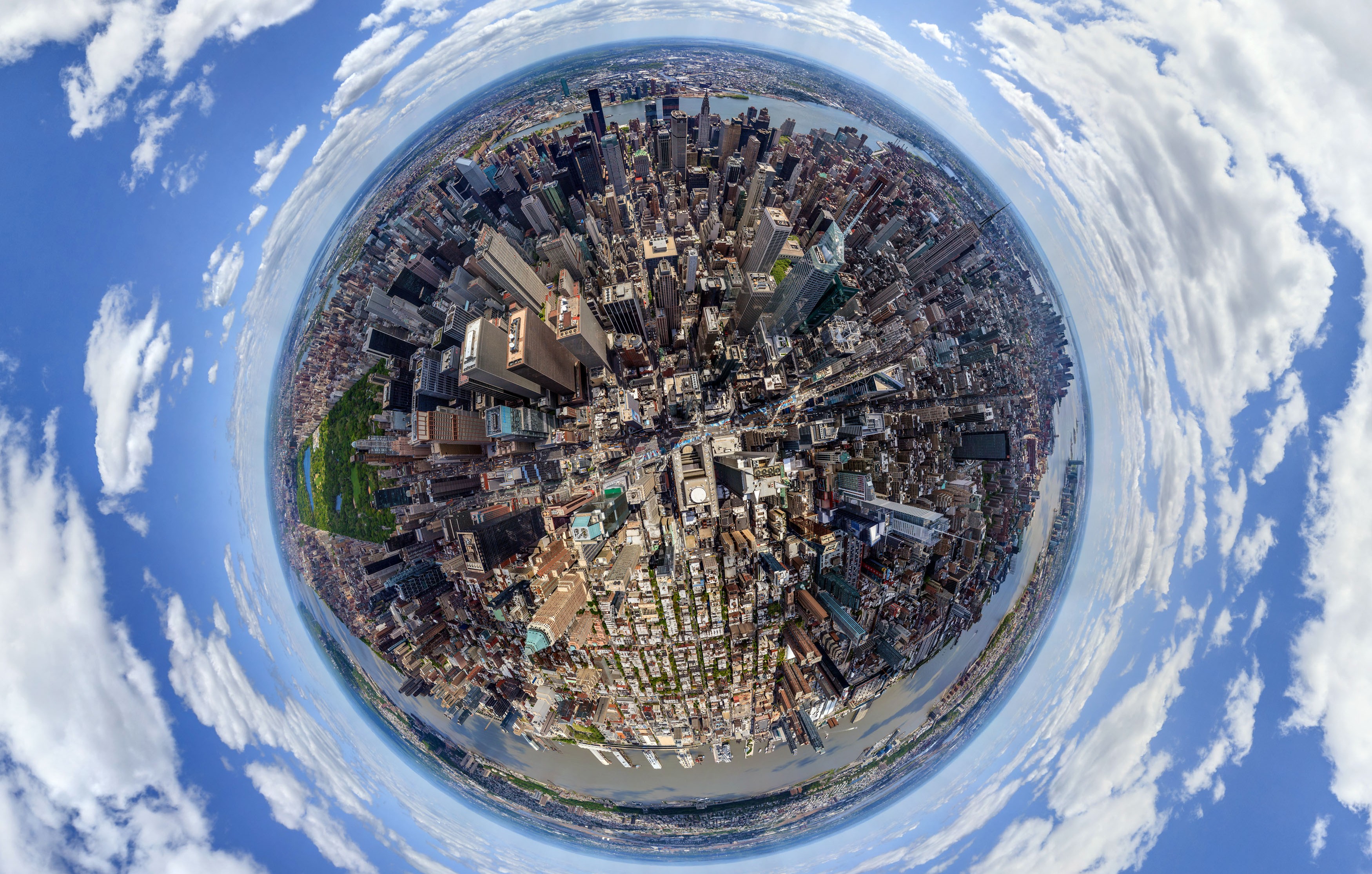 Foto van Airpano met een vissenooglens van New York